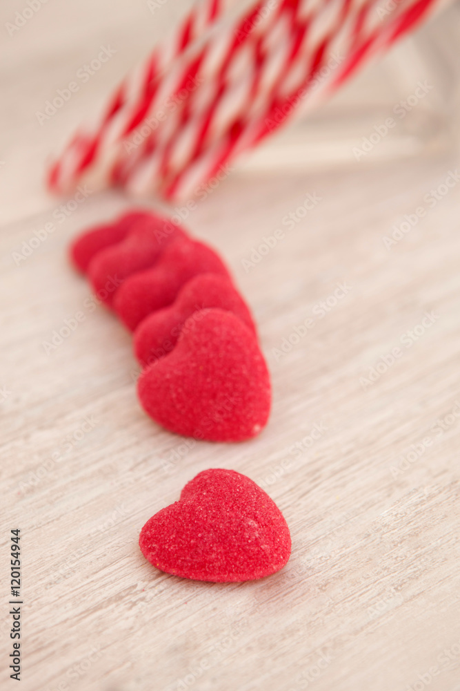 Fototapeta premium Candy canes and heart-shaped candies