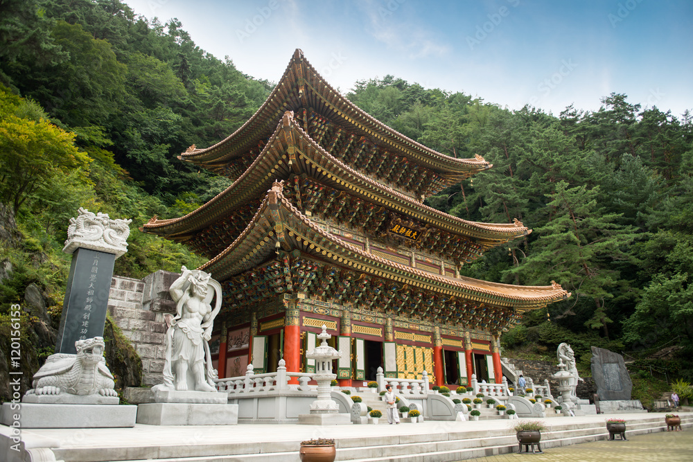 Chungcheongbuk-do, South Korea - August 29, 2016: Guinsa temple in Sobaek Mountains, South Korea Chungcheongbuk-do, South Korea - August 29, 2016: Guinsa temple in Sobaek Mountains, South Korea