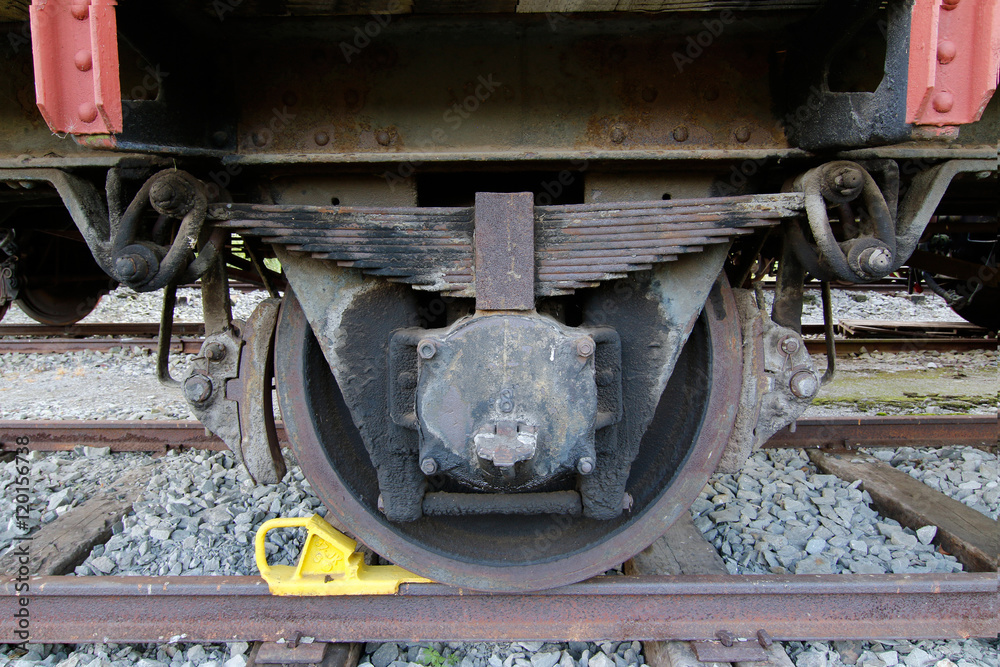 Detail wheel of a railway wagon