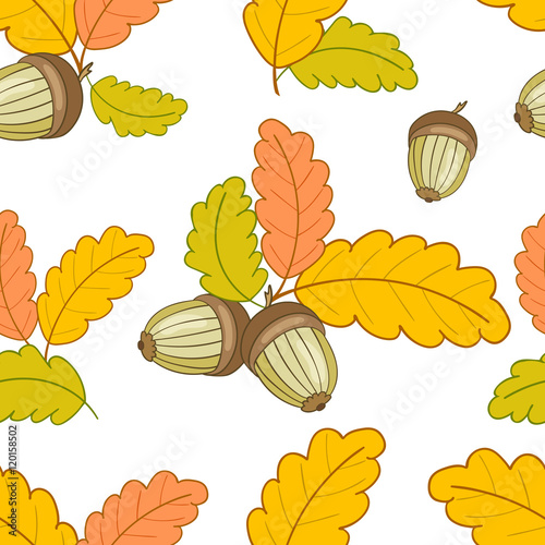 white pattern with leaves and acorns-01