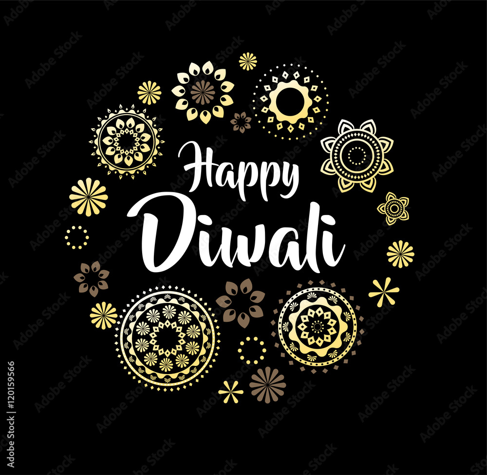 Happy Diwali greeting card for Hindu community, Indian festival, background  illustration Stock Vector | Adobe Stock