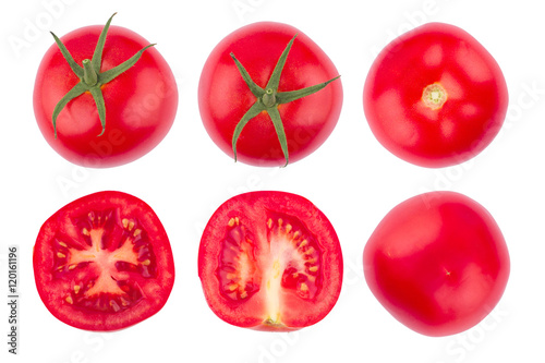 Tomato slice isolated on white background.