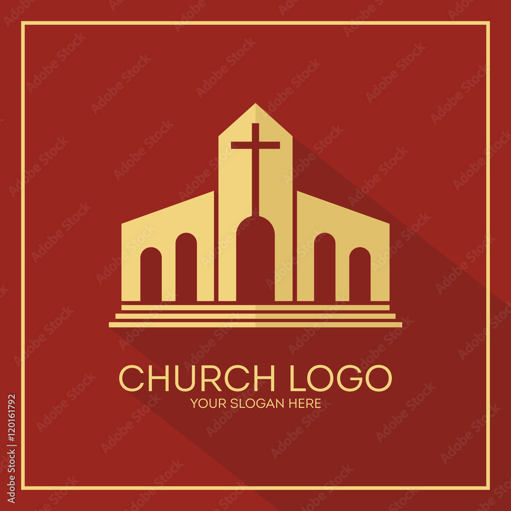 Church logo. Christian symbols. Exaltation of the Cross.