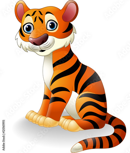 Fototapeta Naklejka Na Ścianę i Meble -  Cute tiger cartoon sitting