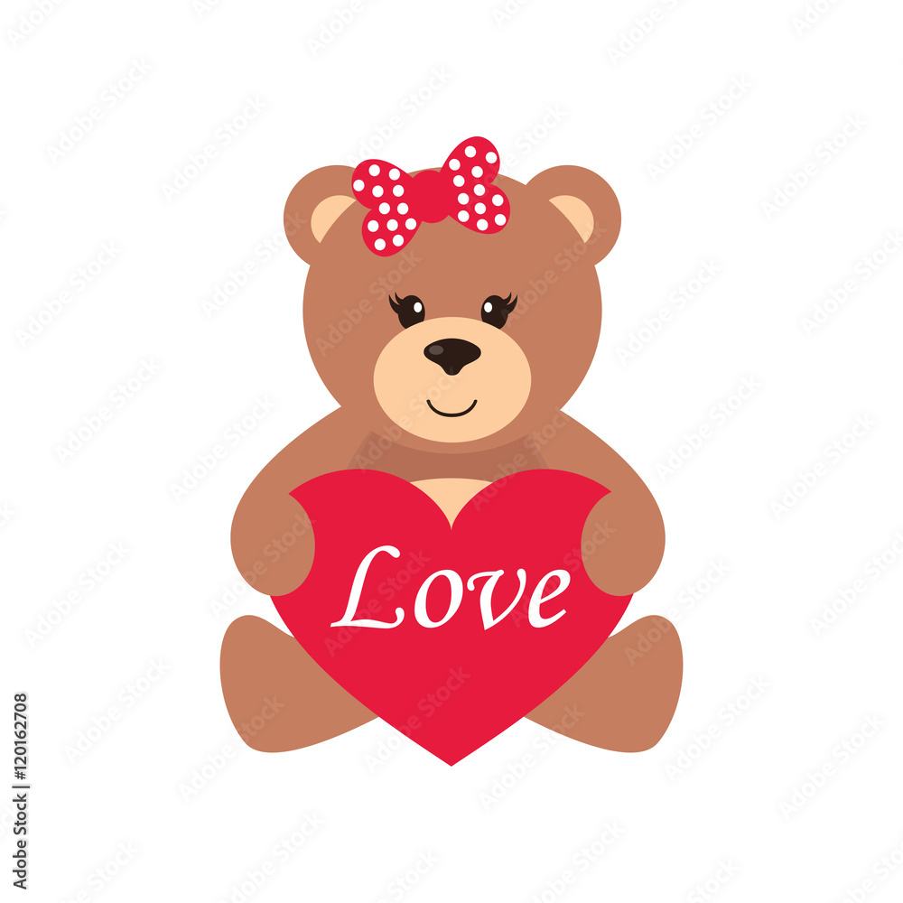 cartoon bear girl sitting with heart cartoon bear girl sitting with heart