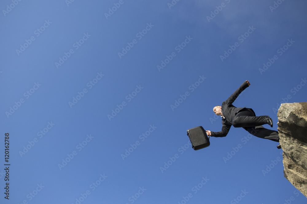 Businessman jumping with the diplomat. Businessman jumping with the diplomat.