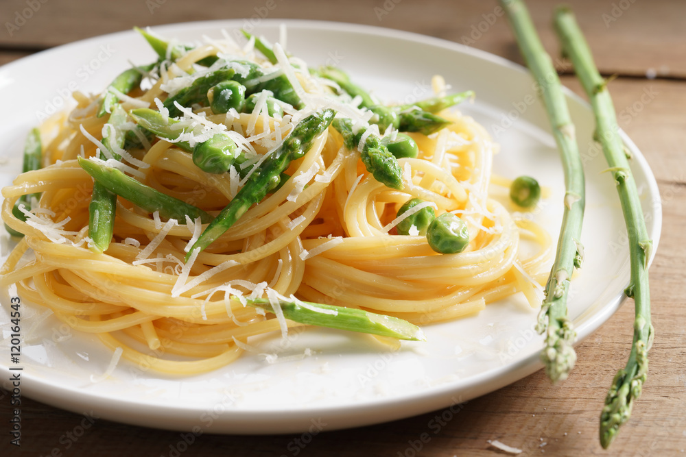 Spring pasta carbonara