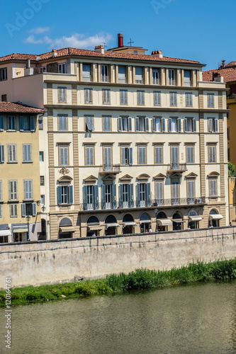 Arno River Embankment in Florence. Tuscany, Italy.