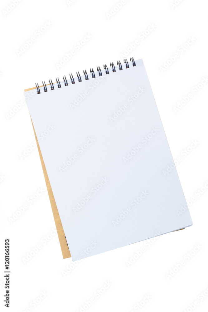Opened notepad on white background Opened notepad on white background