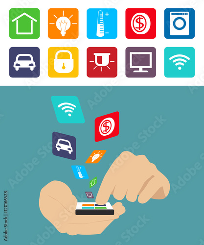 Smart technology . Smart House. Flat infographics , colored icon