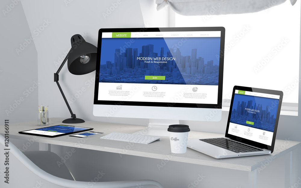 Fototapeta premium workroom web design fresh and modern