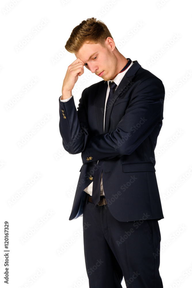 Young business man thinking portrait isolated Young business man thinking portrait isolated