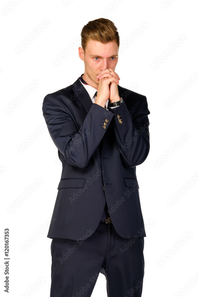 Young business man thinking portrait isolated Young business man thinking portrait isolated