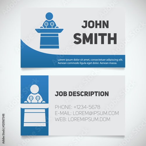 Business card print template with conference speaker logo