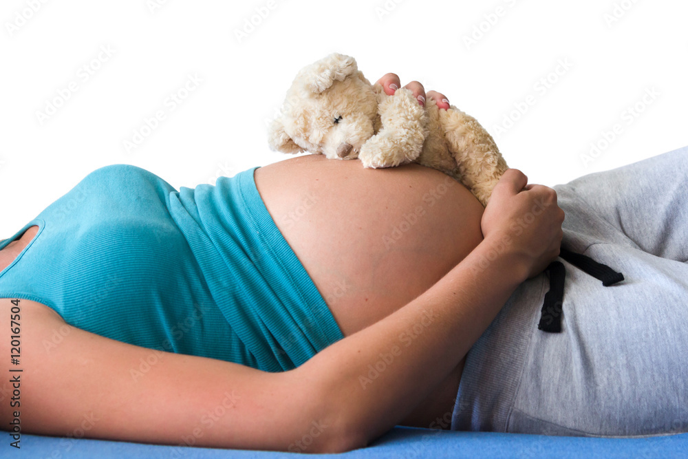 Pregnant woman with beautiful belly isolated on white background Pregnant woman with beautiful belly isolated on white background