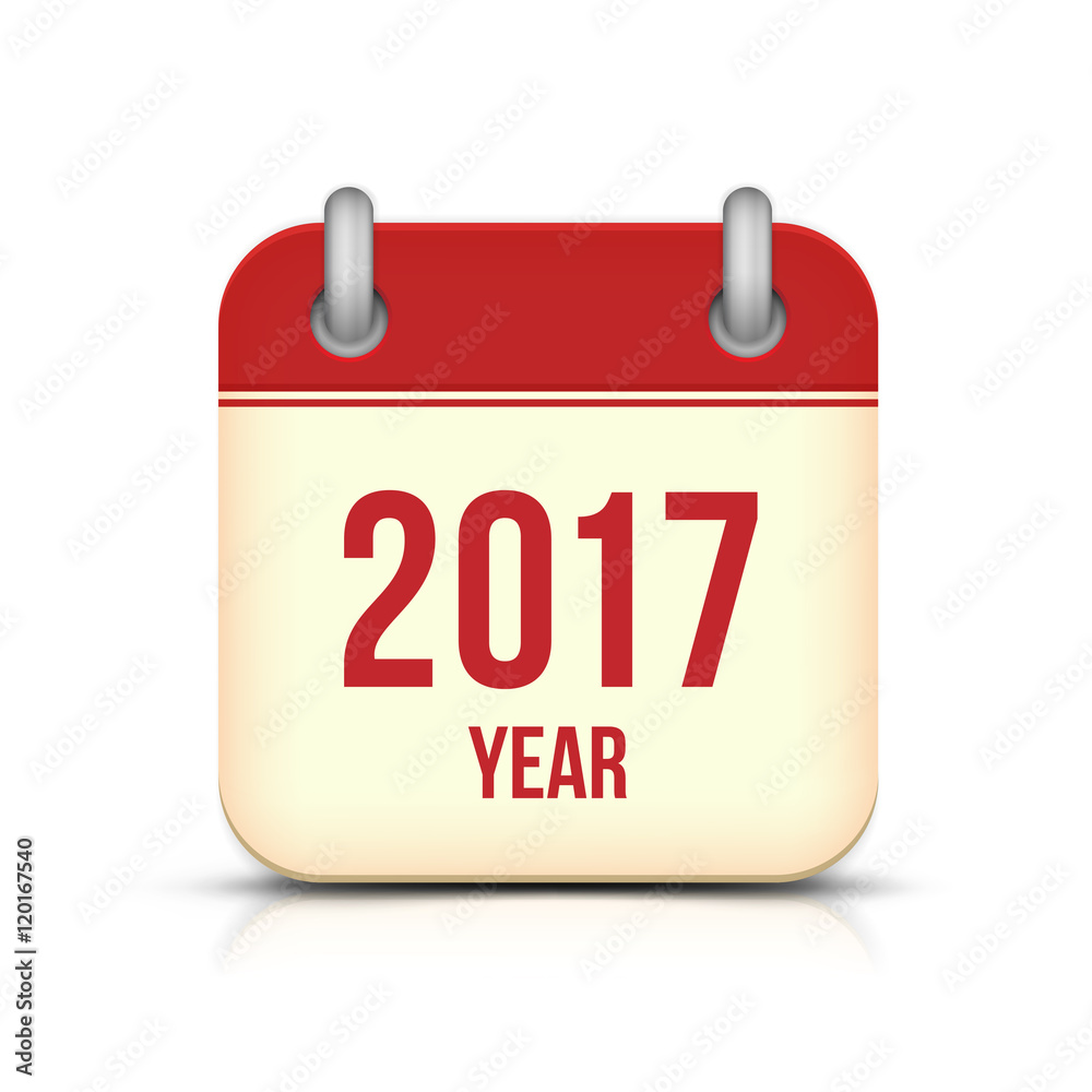 New Year 2017 tear-off calendar page square icon isolated on white background. Reminder symbol design for Chinese Year of the Rooster New Year 2017 tear-off calendar page square icon isolated on white background. Reminder symbol design for Chinese Year of the Rooster