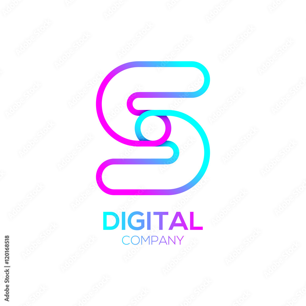 Letter S Logo Design.Linked shape circle symbol,Digital,pink blue Letter S Logo Design.Linked shape circle symbol,Digital,pink blue