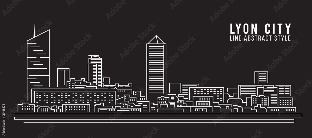 Cityscape Building Line art Vector Illustration design - Lyon city