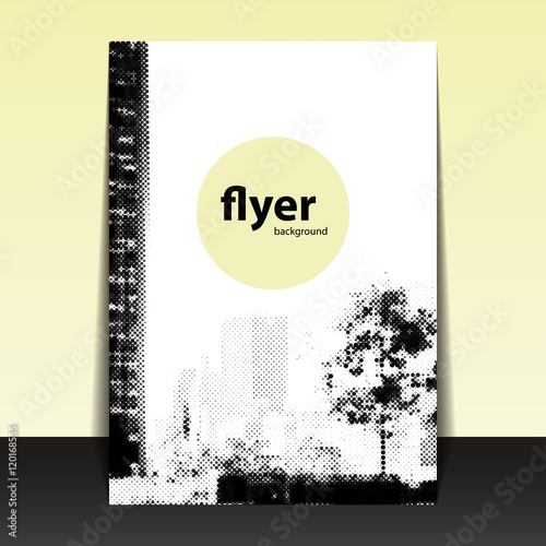  Flyer or Cover Design with Spotted Pattern - Halftone Theme, Tree in the City 