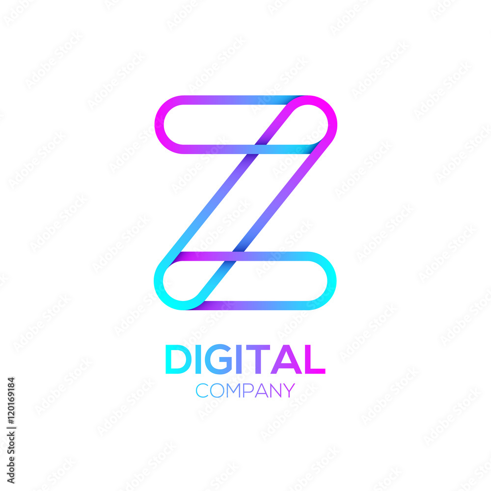 Letter Z Logo Design.Linked shape circle symbol,Digital,pink blue Letter Z Logo Design.Linked shape circle symbol,Digital,pink blue