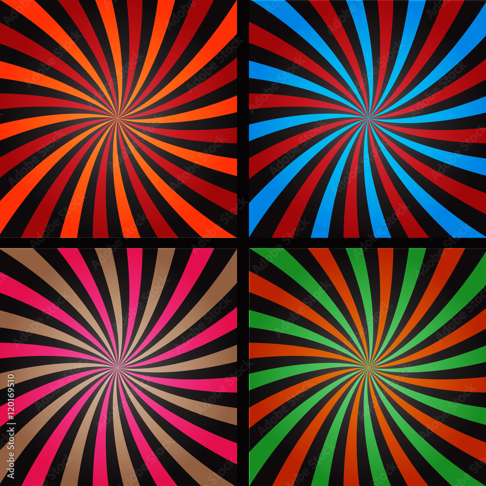 Comic book explosion superhero pop art style colored radial lines background. Manga or anime speed frame