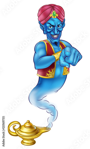 Cartoon Evil Poiting Genie