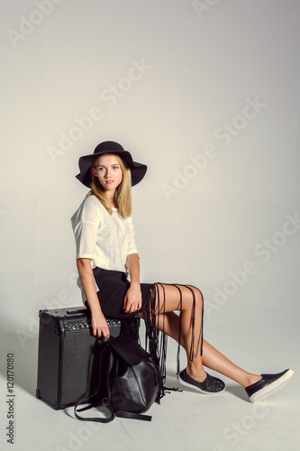beautiful young woman  posing in studio. Fashion photo © fotofabrika