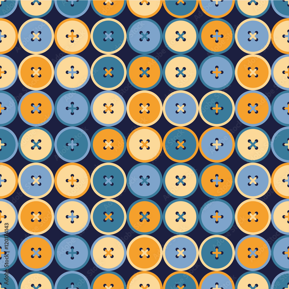 Fototapeta premium Seamless vector decorative background with buttons. Print. Cloth design, wallpaper.