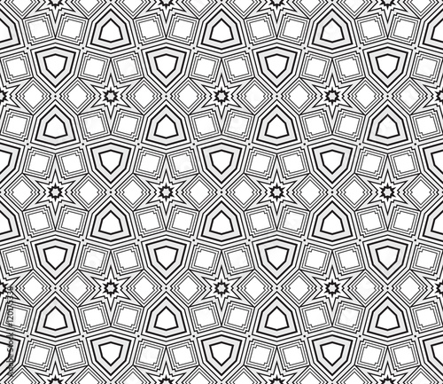 pattern of geometric shapes. Seamless vector illustration. black and white photo