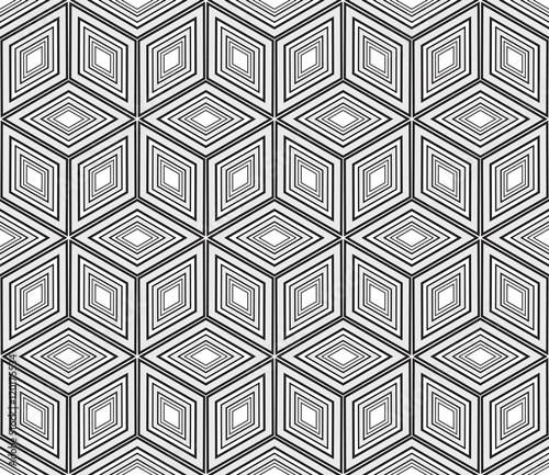 seamless vector pattern. imitation pencil drawing in the form of engraving. virtual 3d cube