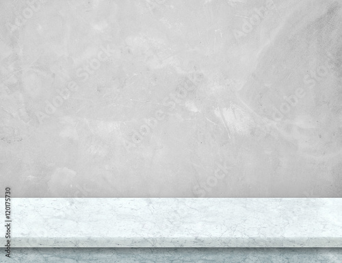 Empty white marble table top with grey concrete wall,Mock up for