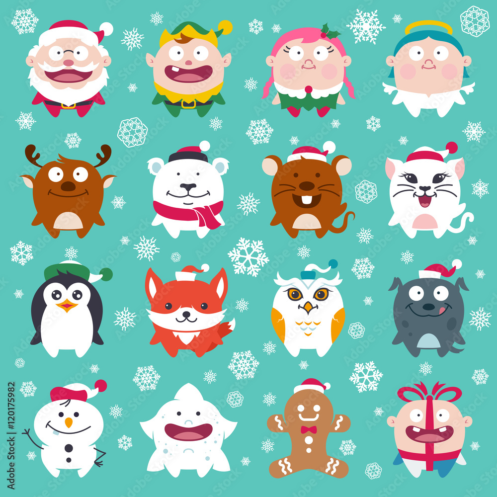 Obraz premium Cute Flat Christmas Characters Vol.2