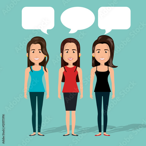 group women chat bubble talk isolated vector illustration eps 10
