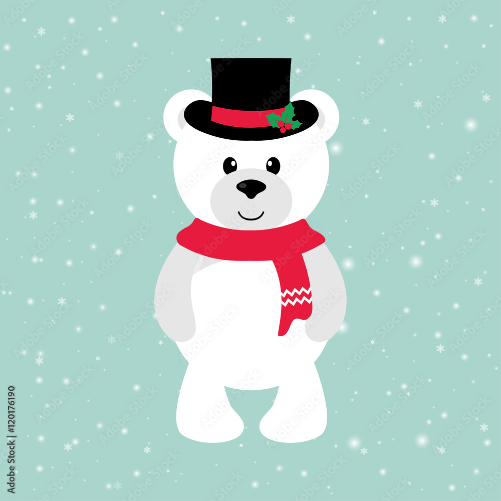 cartoon winter bear with hat and scarf cartoon winter bear with hat and scarf