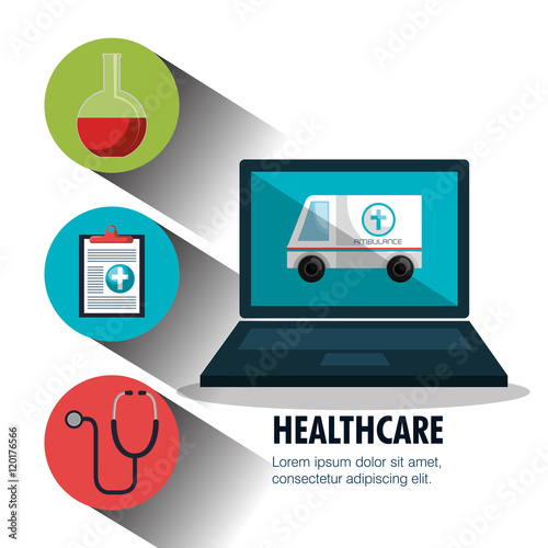 set ambulance online services medical isolated vector illustration eps 10