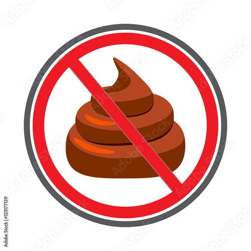No Shit sign icon, no poo. Clean up after pets symbol. No pooping sign.  Vector illustration