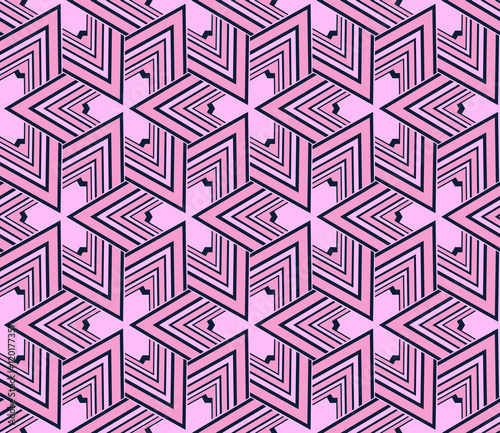 vector illustration three-dimensional of a cube. Seamless texture. pink color.