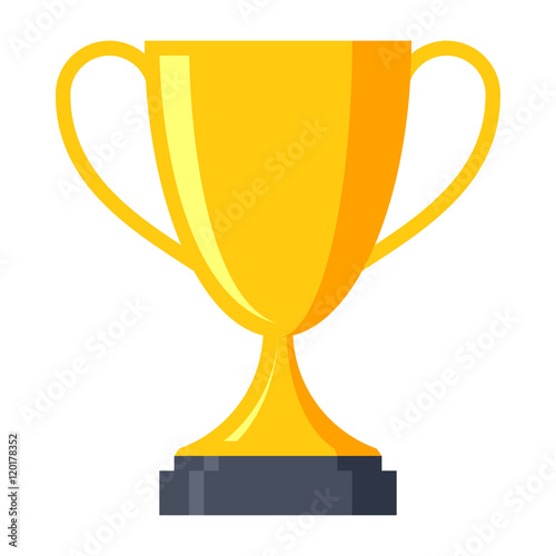 Achievement concept with trophy cup in flat style.