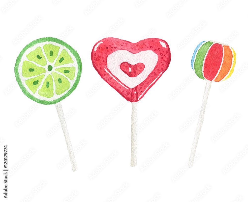 Set of watercolor iollipop Set of watercolor iollipop