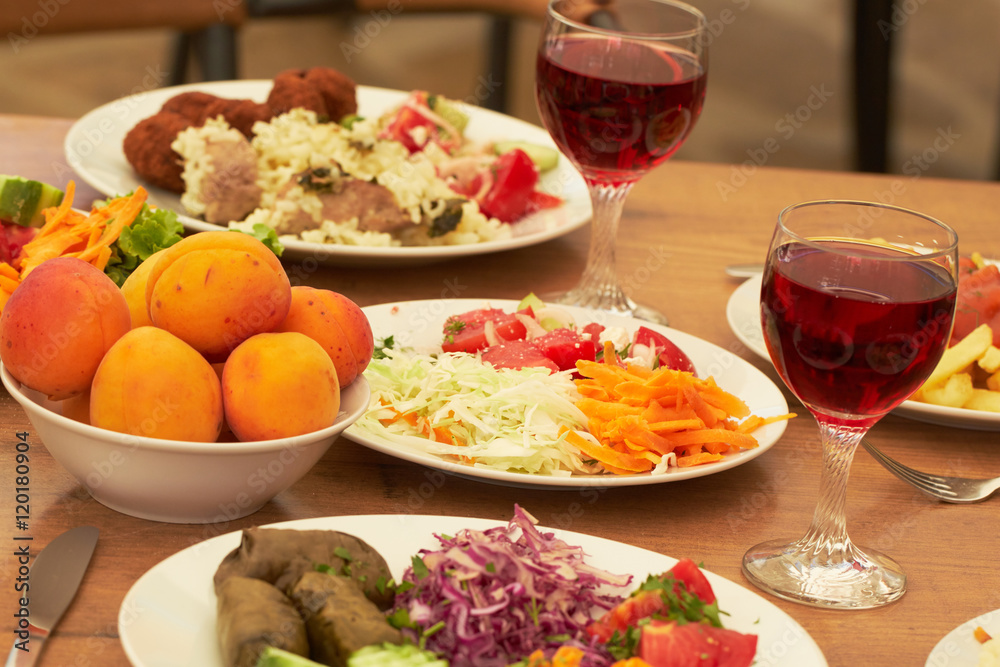 buffet in the hotel restaurant