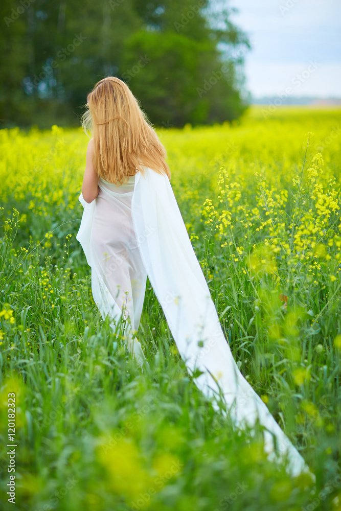 Sexy girl on the nature rape with shawl silk Stock Photo | Adobe Stock