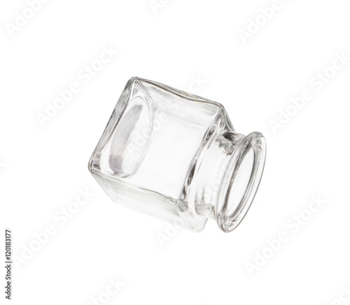 Transparent empty jar isolated over white background