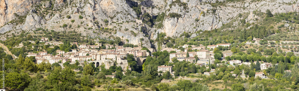 panoramic view to village in mountains in France panoramic view to village in mountains in France