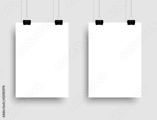 Two white poster mock up. A4 sized vector paper template. For flyers, brochures, presentations design