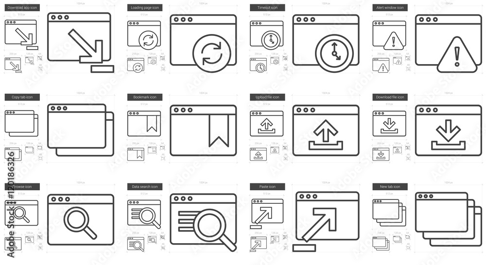 Application line icon set. Application line icon set.
