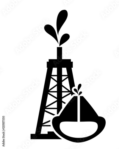 flat design oil rig and oil reservoir icon vector illustration