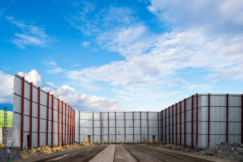 Fototapeta premium under construction area (Gus the metal building construction in