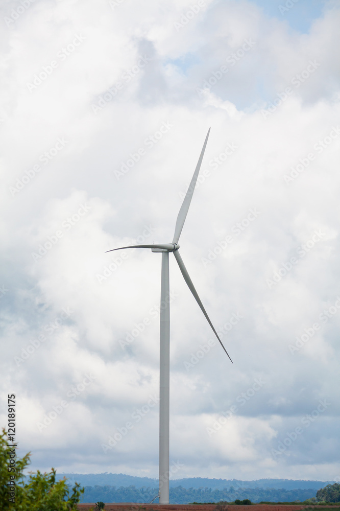 Wind turbines with the clouds and sky
