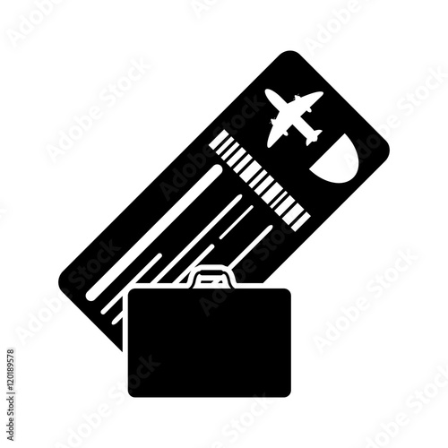 flat design boarding pass or ticket and suitcase icon vector illustration 