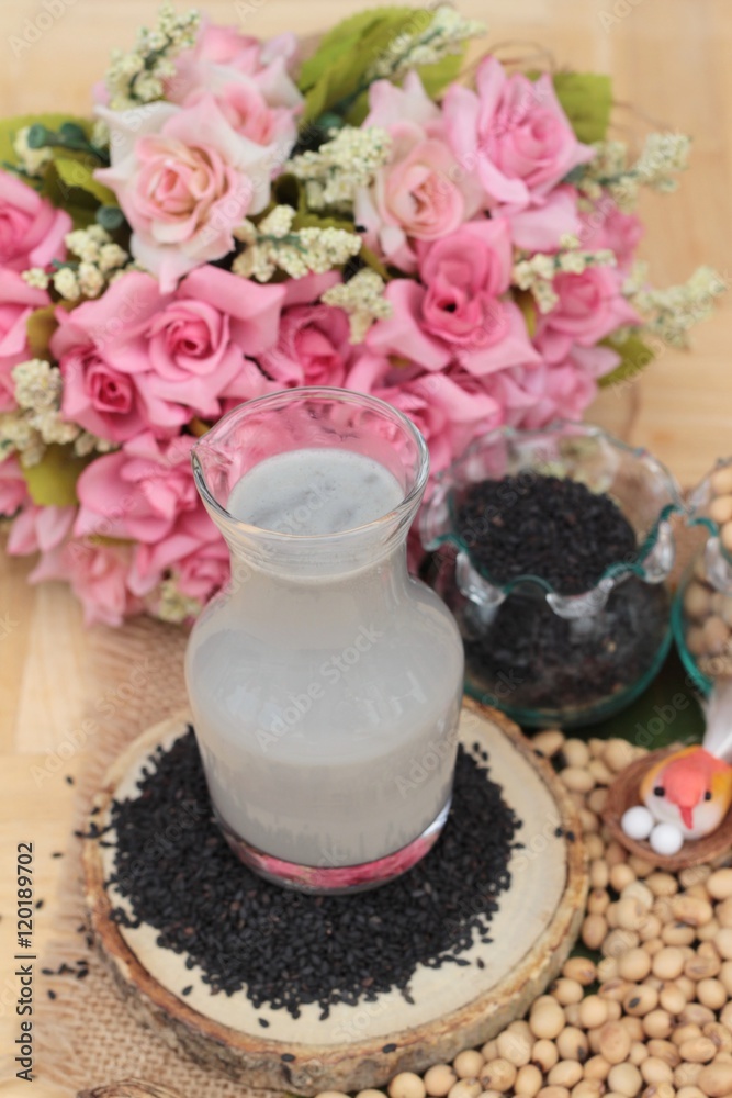 Soy bean milk mix black sesame delicious. Soy bean milk mix black sesame delicious.
